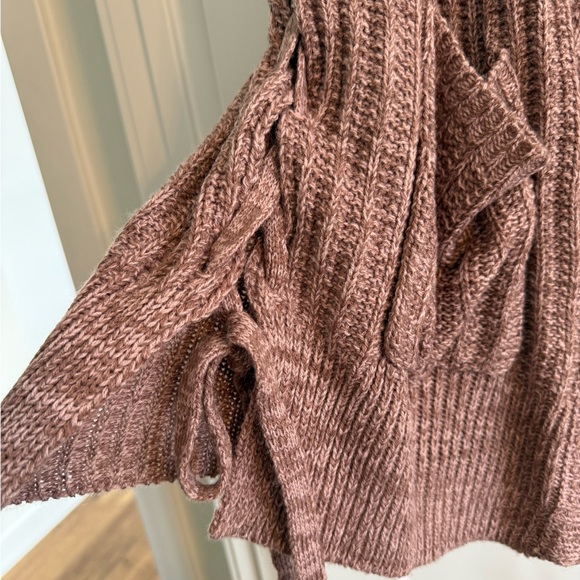 Altar'd State Mauve Ribbed Cardigan With Ties on the Sides - Picture 3 of 6